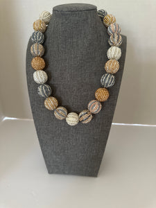Glass Beads- Nepal- Gold/Silver/White/ Pink- Big Beads