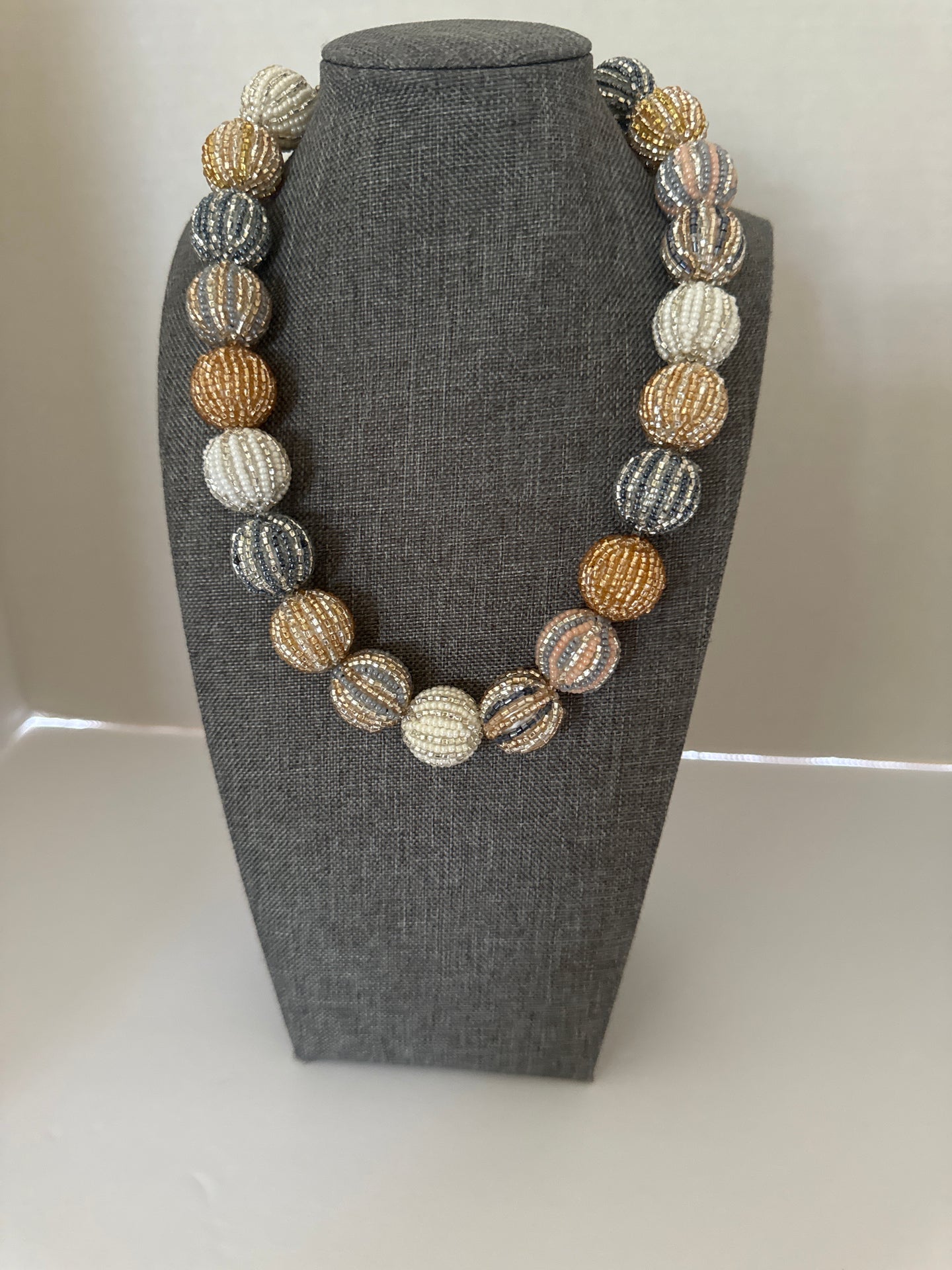 Glass Beads- Nepal- Gold/Silver/White/ Pink- Big Beads