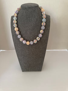 Glass Bead Necklace- Lavender,Peach, White- Small Beads