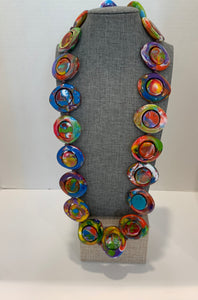 Long Colorful Circle/Circle Resin Necklace