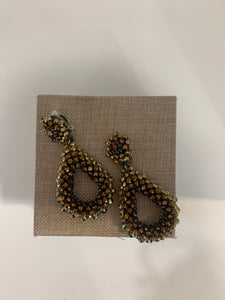 Handmade Clip on Earrings-Gold & Brown