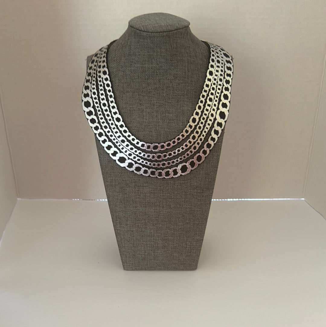 Textile Chain Necklace- Silver