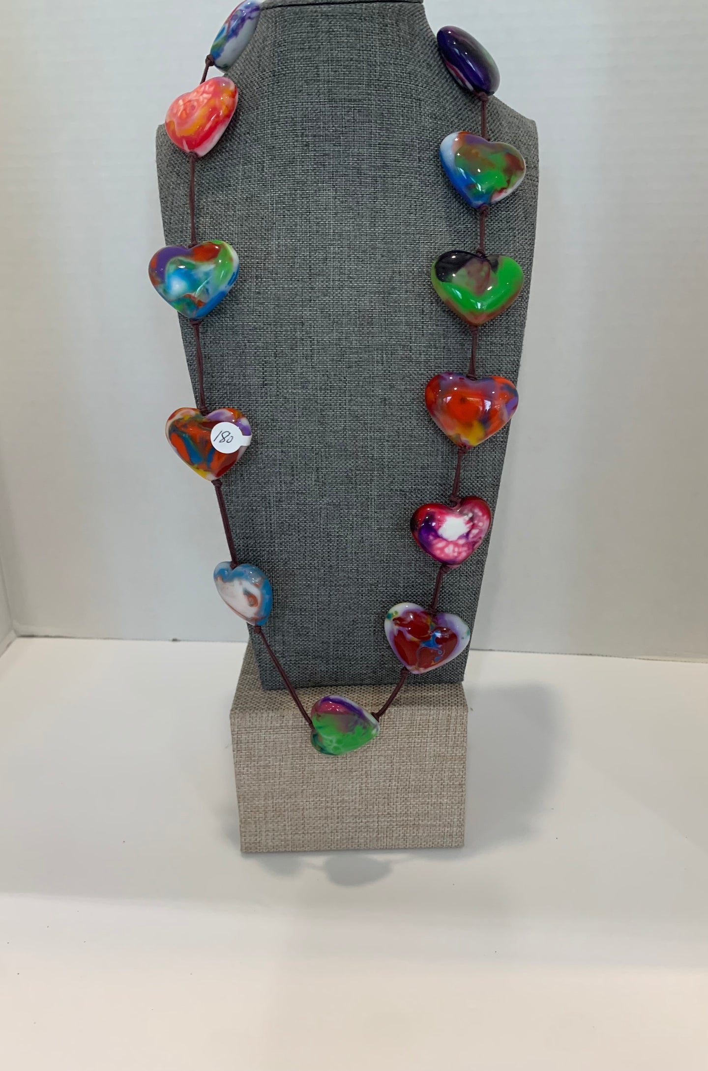 Colorful Resin Puffed Heart Necklace