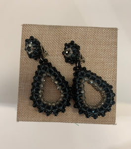 Handmade Clip on Earrings-Black/Silver