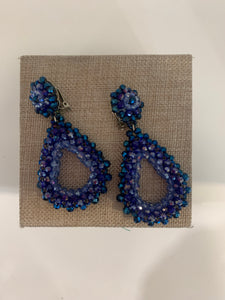 Handmade Clip on Earrings-Blue/Purple