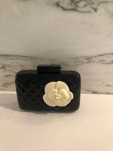Clutch Bag/ Black With Flower