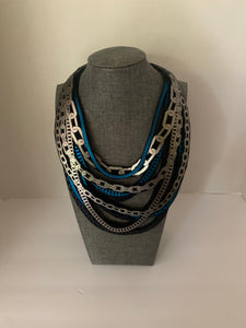 Textile Chain Necklace w Snap Closure