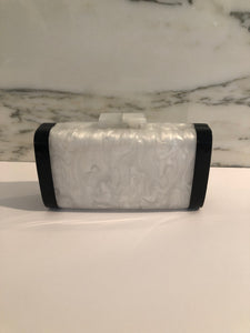 Clutch Bag-Black/White Mother of Pearl