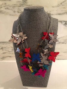 Handmade Felt Multicolor Butterfly Necklace