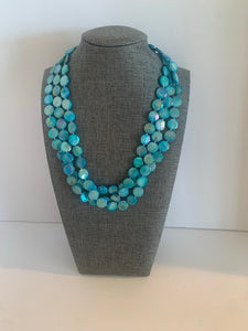 Mother Of Pearl- Triple Strand Turquoise