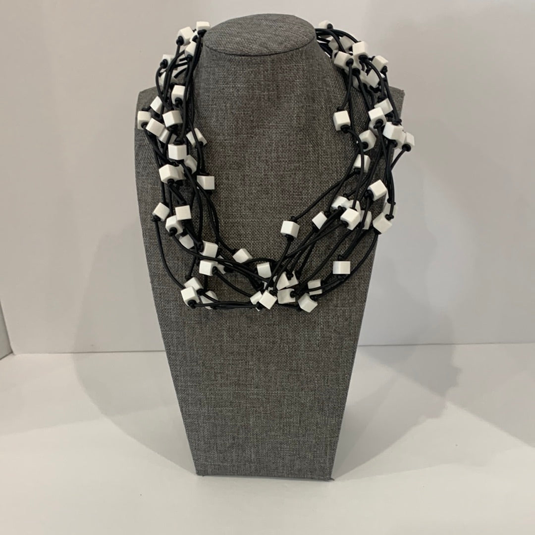 Black & White Rubber Necklace-Short