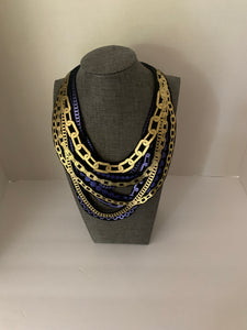 Textile Chain Necklace w Snap Closure