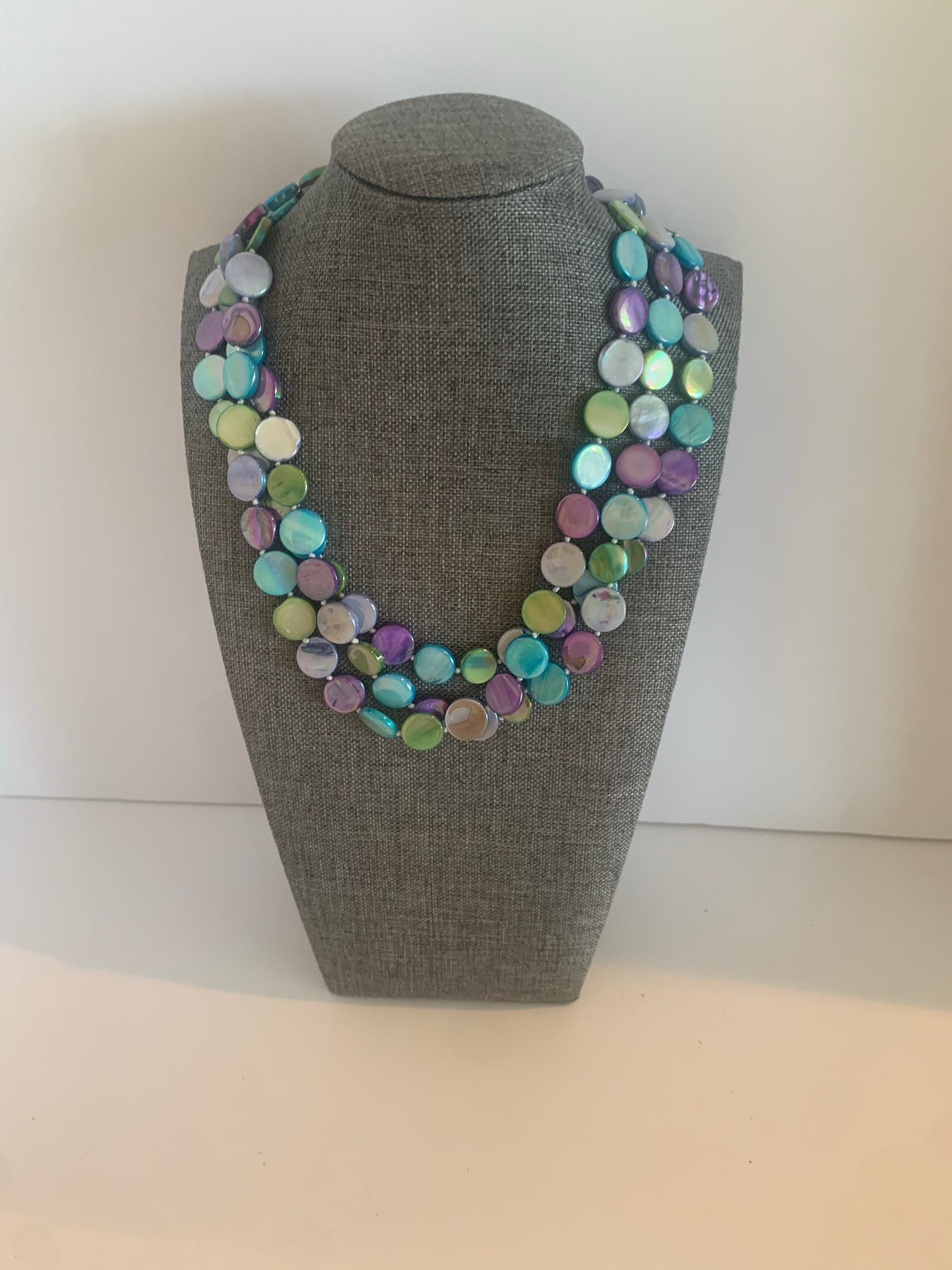Mother Of Pearl- Triple Strand Multicolor
