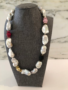 Baroque Pearls w Colorful Stones